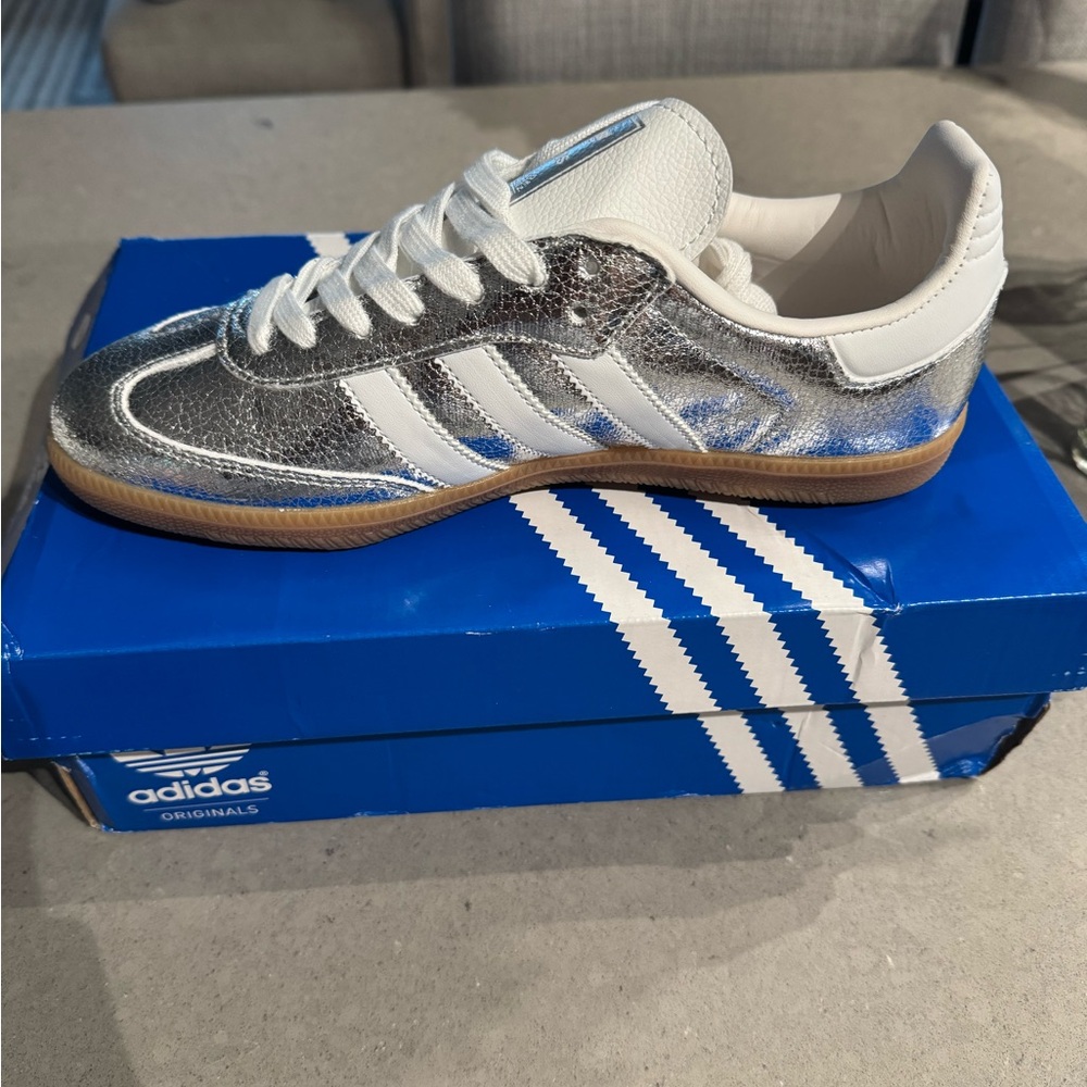 NWB SAMBA OG- Adidas Metallic Silver sneakers.